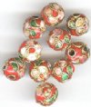 10 10mm Red Cloisonné Rounds